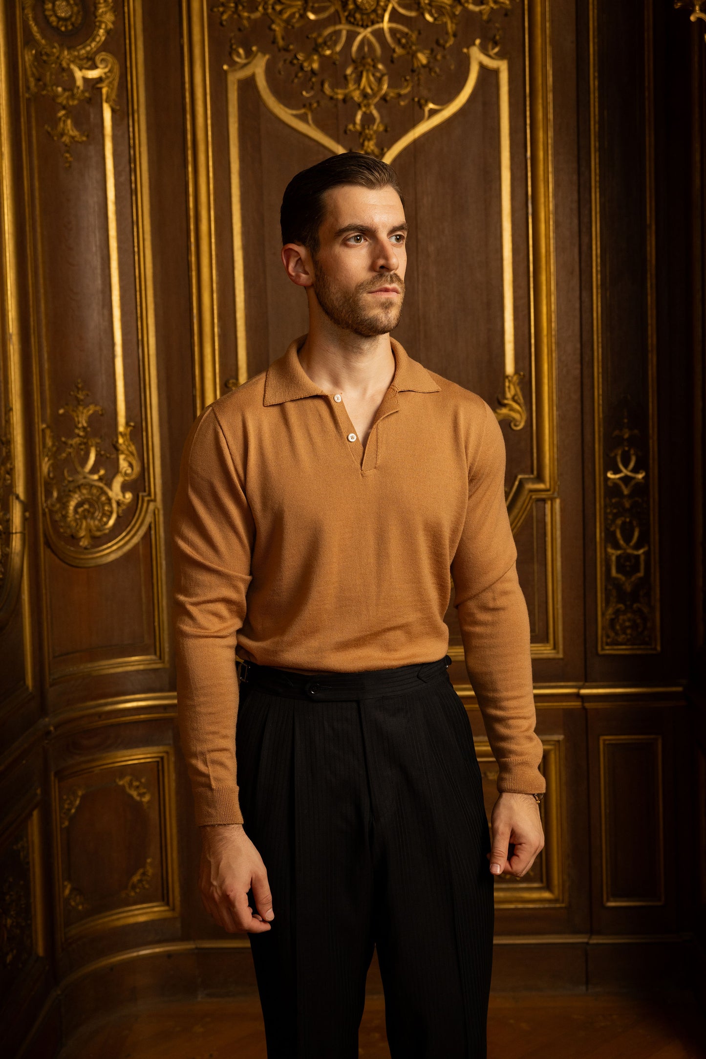 Camel Merino Wool Polo