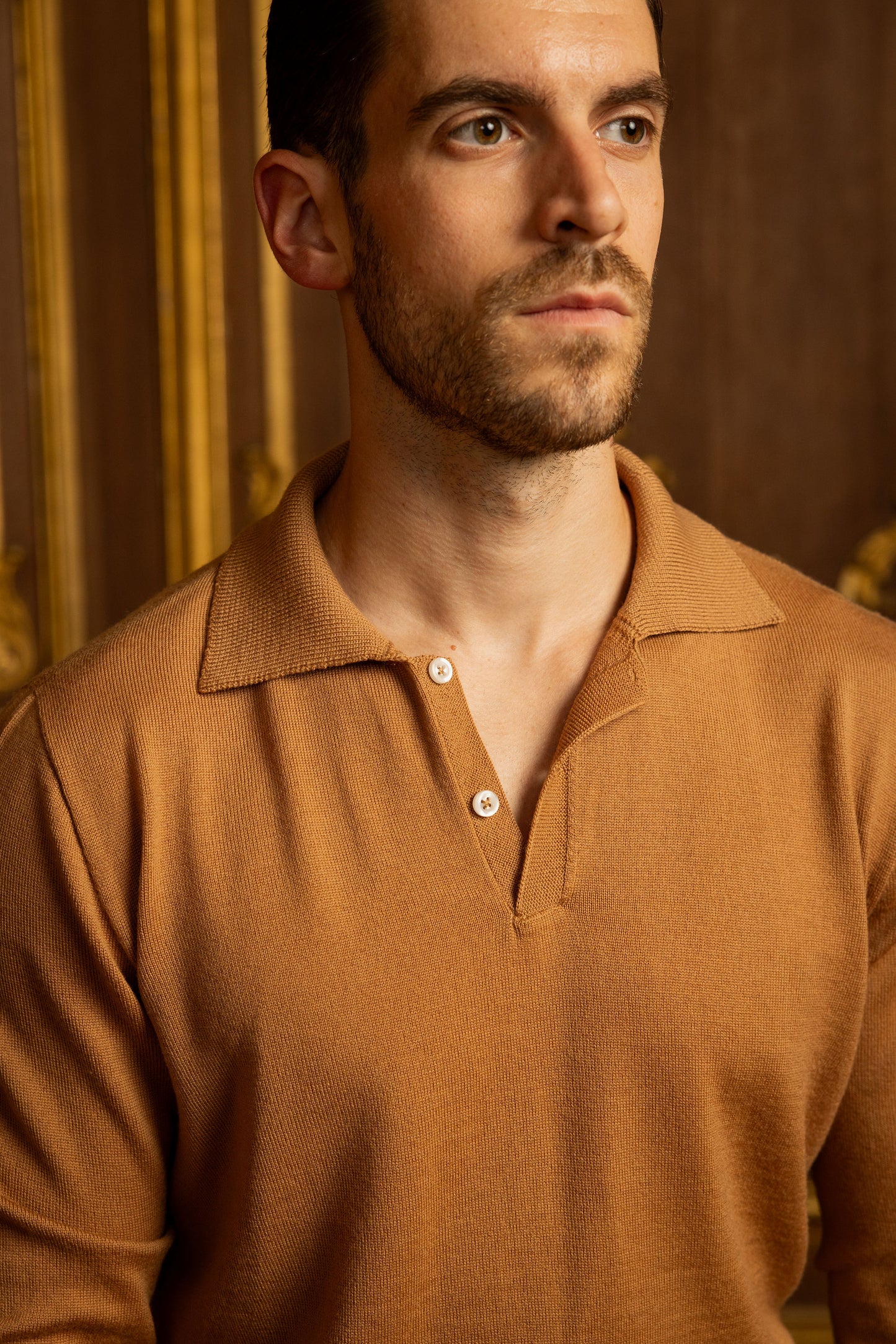 Camel Merino Wool Polo